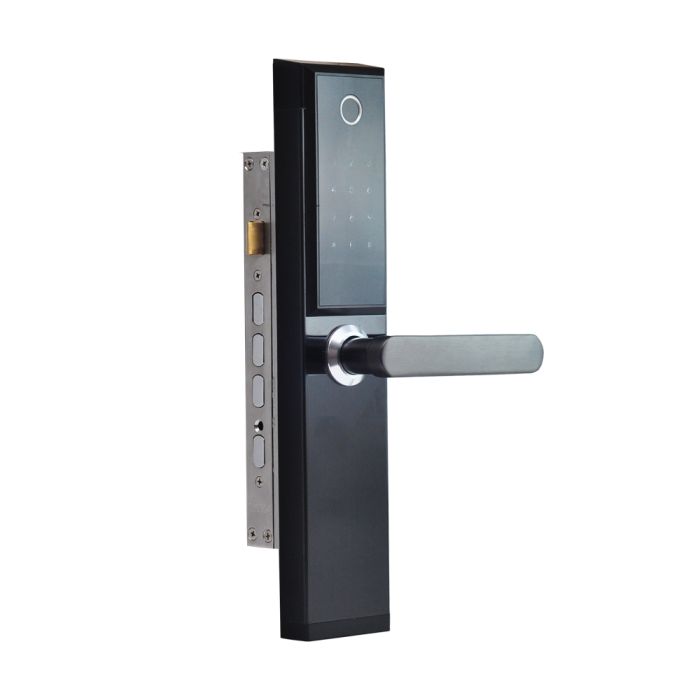 Замок біометричний автономний Trinix TRL-5104BTF Black Right з Bluetooth, зчитувачем відбитків пальців і карт Mifare