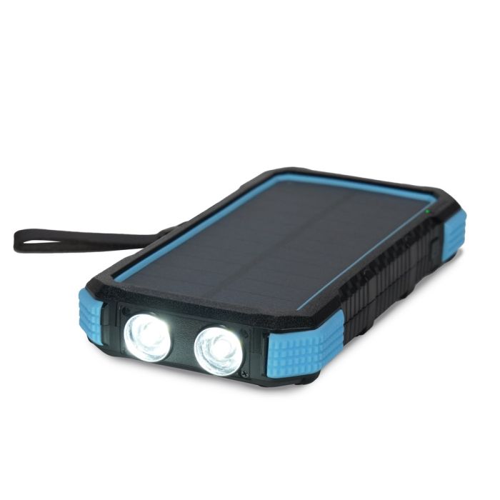 Повербанк з сонячною панеллю 20000mAh Power Bank Kraft TPB-1820SLP Blue бездротова зарядка 18W QC2.0 LED-ліхтар