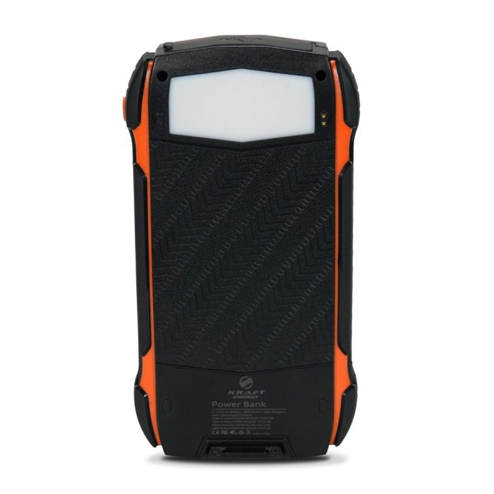 Повербанк з сонячною панеллю 30000mAh Power Bank Kraft KPB-U1830FCSL Orange 18W QC2.0 LED-ліхтар