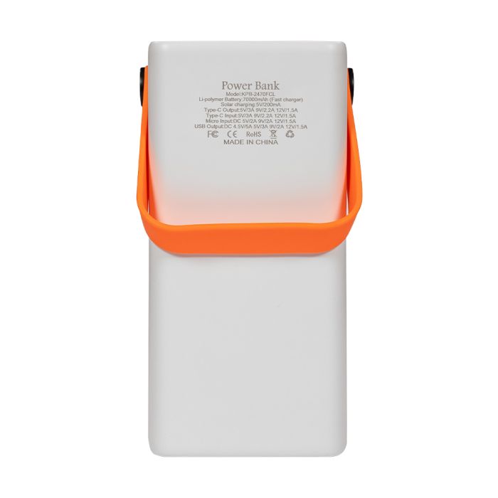 Повербанк 70000mAh Power Bank Kraft KPB-2470FCL White 22.5W QC3.0 LED-ліхтар
