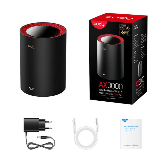 Маршрутизатор WiFi Mesh-система WiFi 6 2.5G Cudy M3000 Black (1-Pack) дводіапазонний