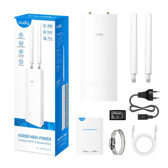 Точка доступу зовнішня WiFi 6 2.5G Cudy AP3000 OUTDOOR з підтримкою Mesh дводіапазонна