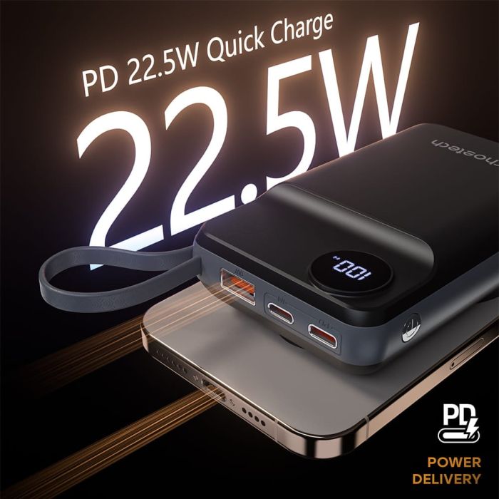 Повербанк 20000mAh Choetech B696 Black QC3.0 PD3.0 бездротова зарядка смартфонів та Apple Watch