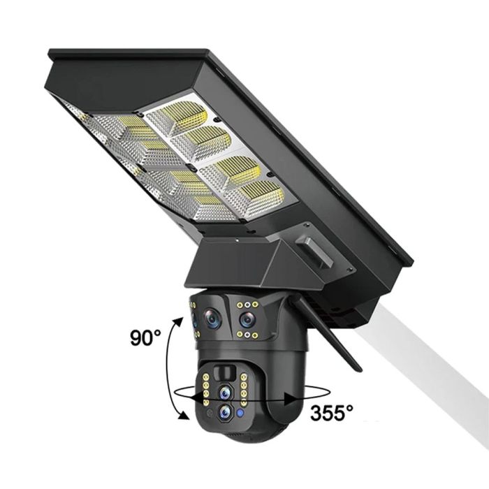 IP PTZ-відеокамера автономна з 4G, прожектором та сонячною панеллю 3Mp+3Mp+3Mp Light Vision VLC-1030IG10ZL/2C (Lamp+Solar) f=4mm, на акумуляторних батареях