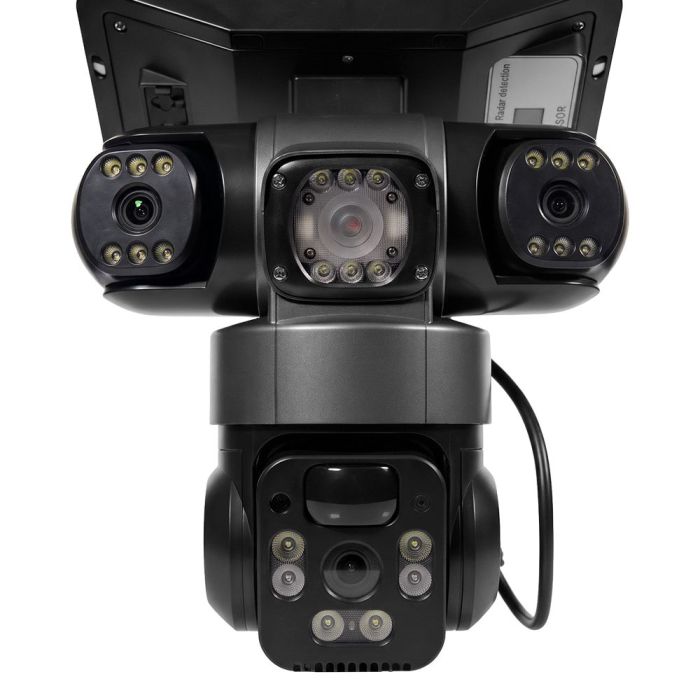 IP PTZ-відеокамера автономна з 4G, прожектором та сонячною панеллю 3Mp+3Mp+3Mp Light Vision VLC-1223IGL/3C (Lamp+Solar) f=4mm, на акумуляторних батареях