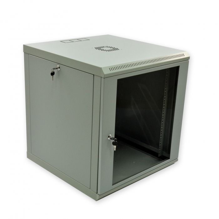 Шафа 12U, 600х600х640 мм (Ш * Г * В), економ, акрилове скло, сірий