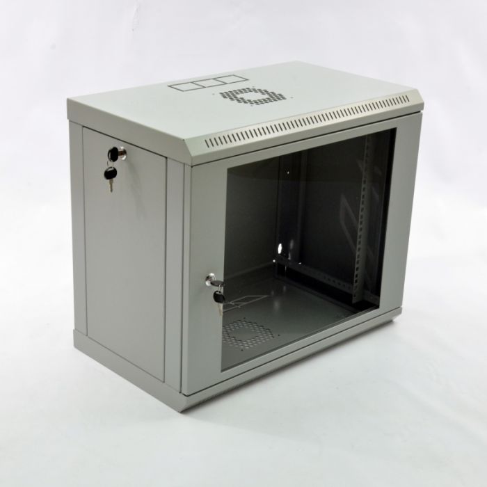 Шафа 9U, 600х350х507 мм (Ш * Г * В), економ, акрилове скло, сіра