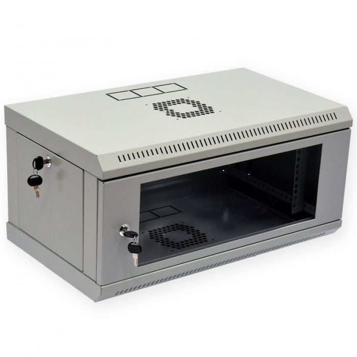 Шафа 4U, 600х350х284 мм (Ш * Г * В), економ, акрилове скло, сіра