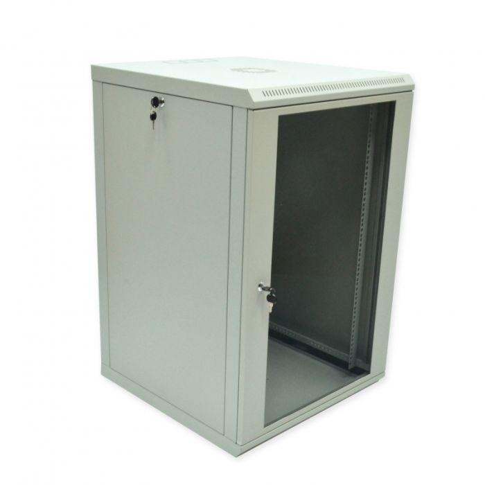 Шафа 18U, 600х600х907 мм (Ш * Г * В), економ, акрилове скло, сіра