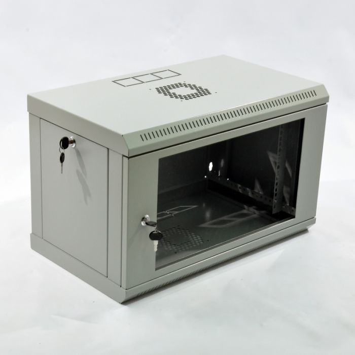 Шафа 6U, 600х350х373 мм (Ш * Г * В), економ, акрилове скло, сіра