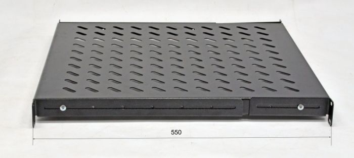 Полка 19" 4 точки кріпл. , 550мм глиб., перфорована , сталь , 1,5 мм , чорна