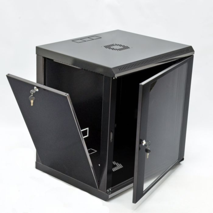 Шафа 12U, 600х600х640 мм (Ш * Г * В), економ, акрилове скло, чорний