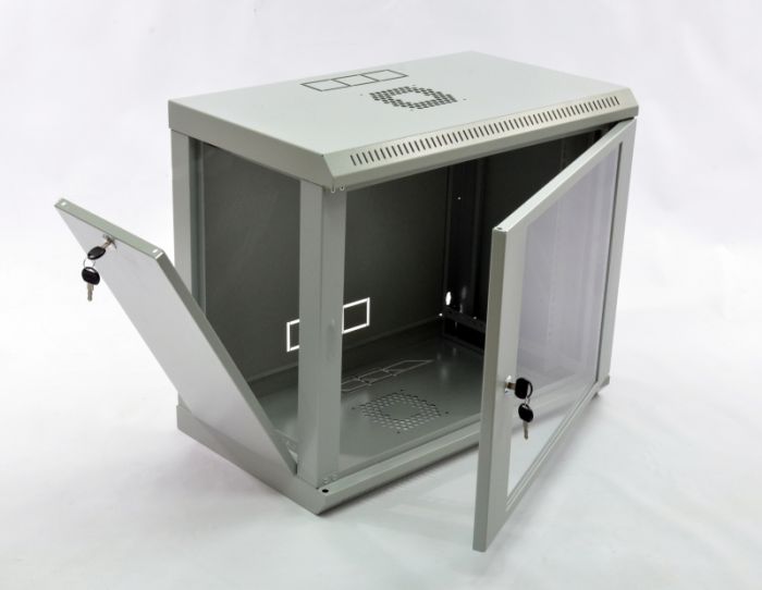 Шафа 9U, 600х350х507 мм (Ш * Г * В), економ, акрилове скло, сіра