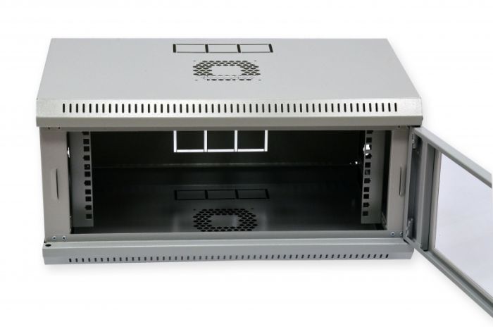Шафа 4U, 600х350х284 мм (Ш * Г * В), економ, акрилове скло, сіра