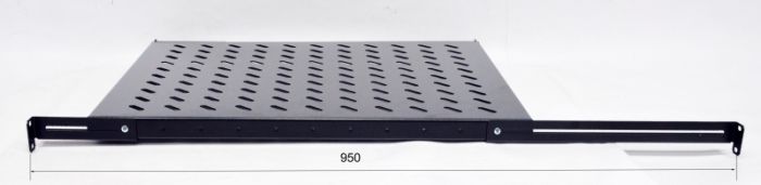 Полка 19 "4 точки кріпл. , 600мм глиб., перфорована , сталь , 2 мм , чорна