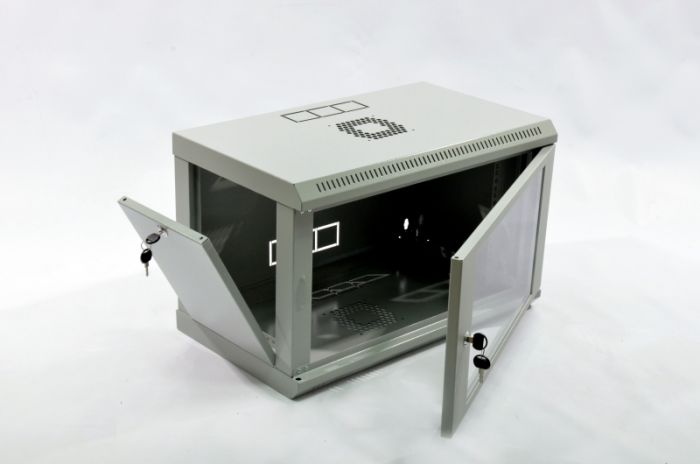 Шафа 6U, 600х350х373 мм (Ш * Г * В), економ, акрилове скло, сіра