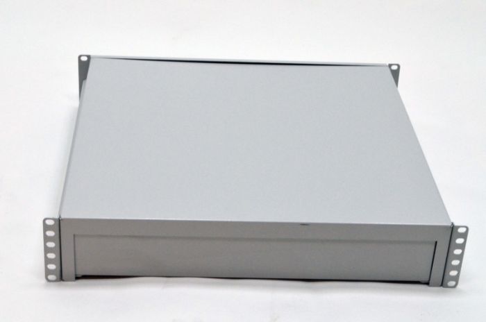 Скринька висувна для документів 19" з замком, 2U 450 глибина, сірий