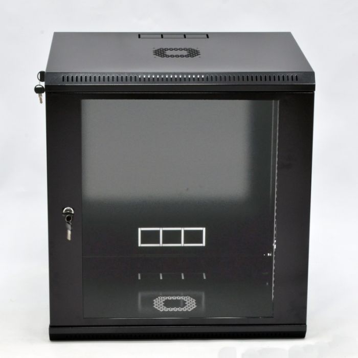 Шафа 12U, 600х500х640 мм (Ш * Г * В), економ, акрилове скло, чорний.