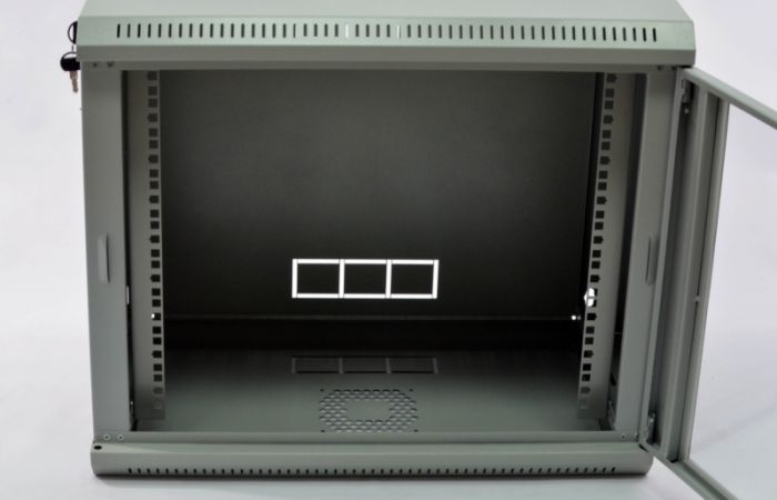 Шафа 9U, 600х350х507 мм (Ш * Г * В), економ, акрилове скло, сіра