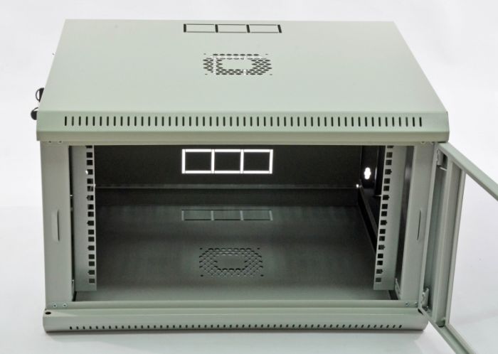Шафа 6U, 600х500х373 мм (Ш * Г * В), економ, акрилове скло, сіра
