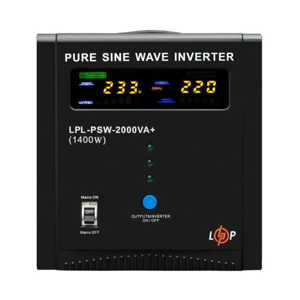 ДБЖ LP LPL-PSW-2000VA+ (1400Вт) 10A/20A з правильною синусоїдою 24V