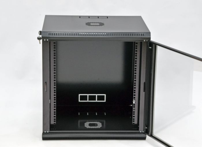 Шафа 12U, 600х600х640 мм (Ш * Г * В), економ, акрилове скло, чорний