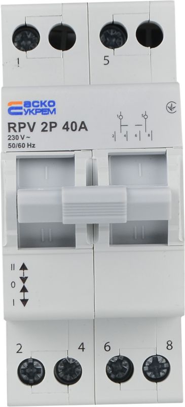 Ручний перемикач вводу (І-0-ІІ) RPV 2P 40A АСКО