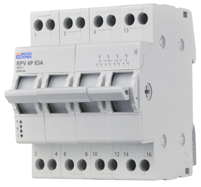 Ручний перемикач вводу (І-0-ІІ) RPV 4P 63A АСКО