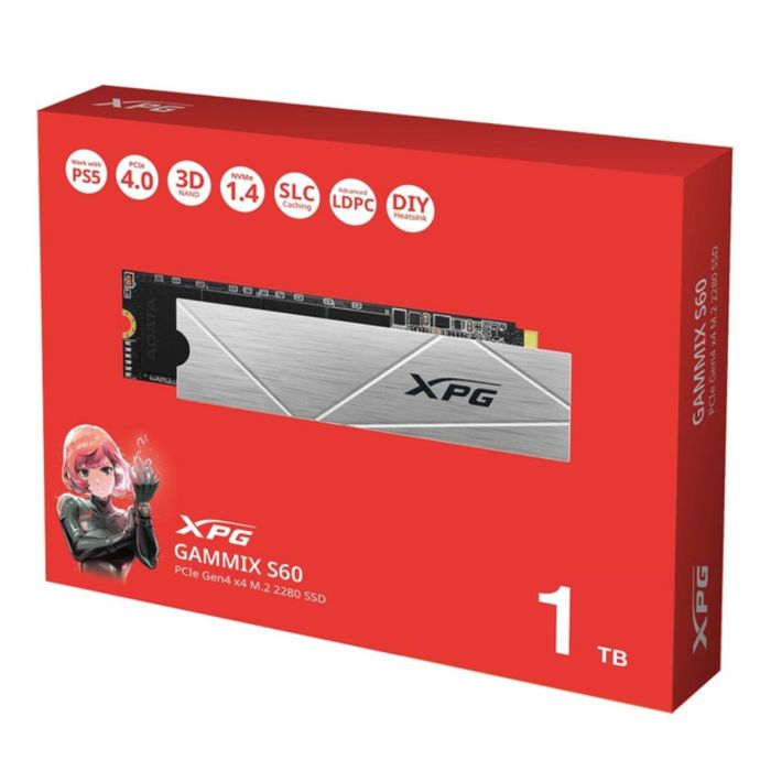 Накопичувач SSD M.2 ADATA GAMMIX S60 1TB 2280 PCIe 4x4 NVMe 3D NAND Read/Write:5000/3200 MB/sec (AGAMMIXS60-1T-CS)