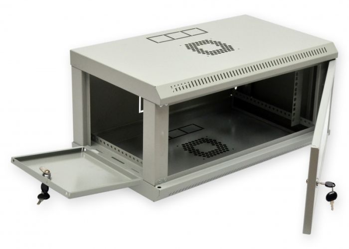 Шафа 4U, 600х350х284 мм (Ш * Г * В), економ, акрилове скло, сіра