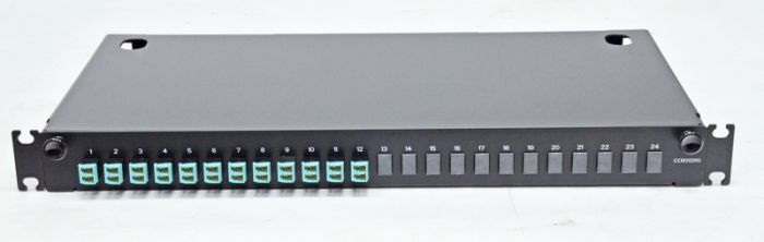ВО патч-панель LAN1 з 12xLC Duplex адапт., 24 пігтейл., сплайс-касетами, MM, OM3/OM4, 1U