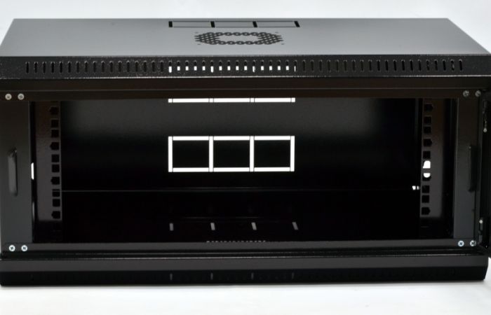 Шафа 4U, 600х350х284 мм (Ш * Г * В), економ, акрилове скло, чорна