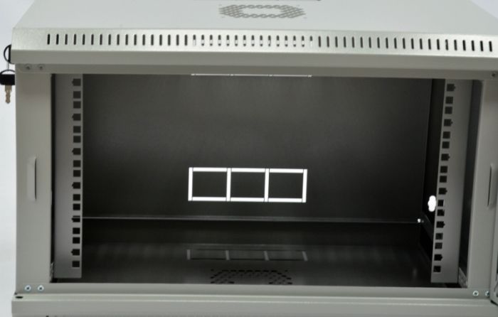 Шафа 6U, 600х350х373 мм (Ш * Г * В), економ, акрилове скло, сіра
