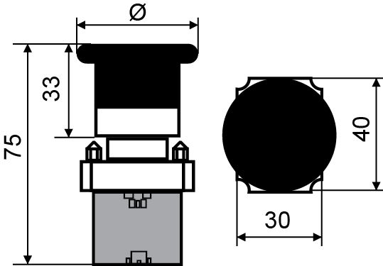 XB2-BC42 Кнопка "грибок" (d 40 мм) "Стоп" червона