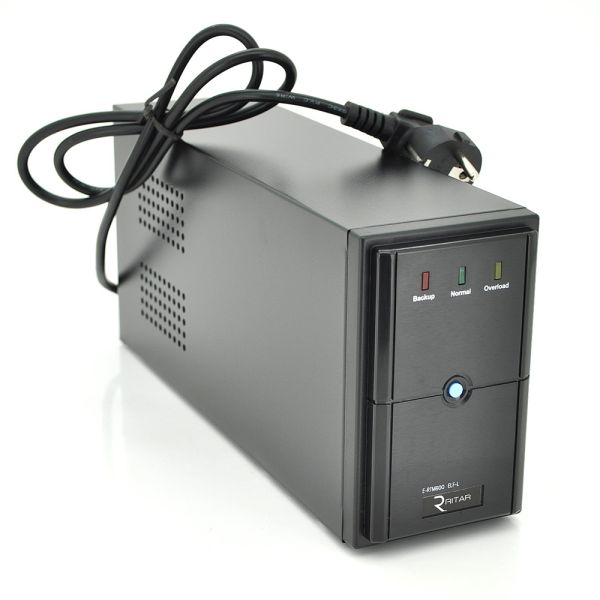 ДБЖ Ritar E-RTM600 (360W) ELF-L, LED, AVR, 2st, 2xSCHUKO socket, 1x12V7Ah, metal Case  Q4 (365*130*210) 4,8 кг (310*85*140)