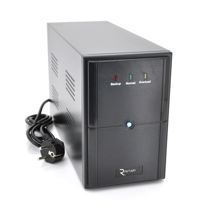 ДБЖ Ritar E-RTM1500 (900W) ELF-L, LED, AVR, 3st, 3xSCHUKO socket, 2x12V9Ah, metal Case Q2 (405*195*285)   11,5 кг (340*120*190)