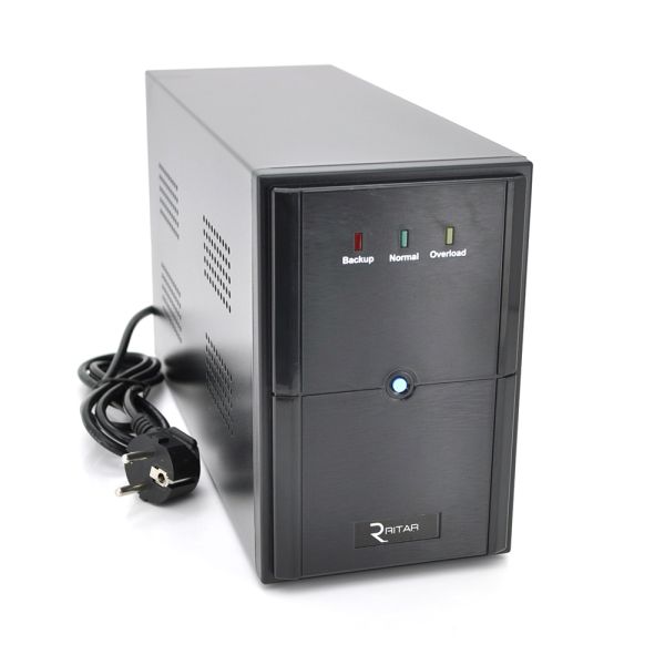 ДБЖ Ritar E-RTM600L-U (360W) ELF-L, LED, AVR, 2st, USB, 2xSCHUKO socket, 1x12V7Ah, metal Case  Q4 (370*130*210) 4,8 кг (310*85*140)