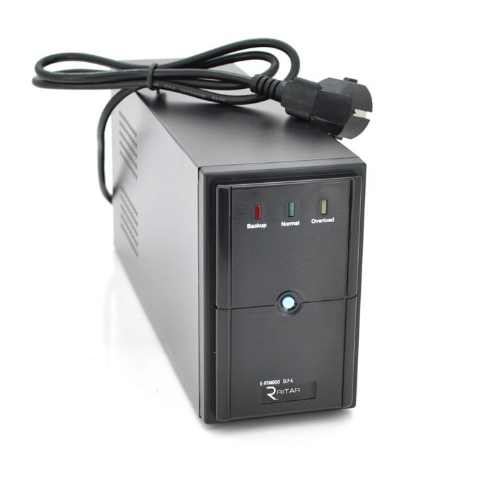ДБЖ Ritar E-RTM850 (510W) ELF-L, LED, AVR, 2st, 2xSCHUKO socket, 1x12V9Ah, metal Case  Q4 (370*130*210)  5,8кг (310*85*140)