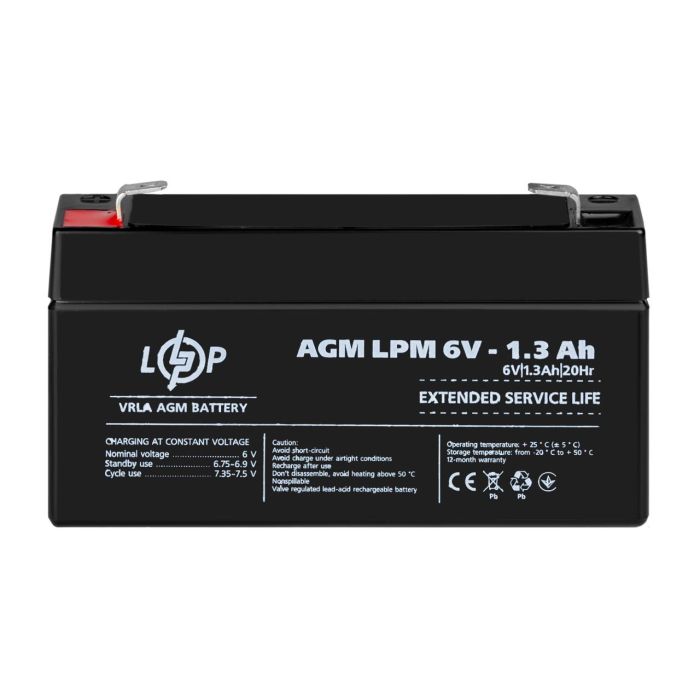 Акумулятор AGM LPM 6V - 1.3 Ah Уцінка 10.2024