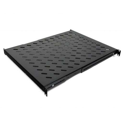Полка 19 "4 точки кріпл. , 600мм глиб., перфорована , сталь , 2 мм , чорна