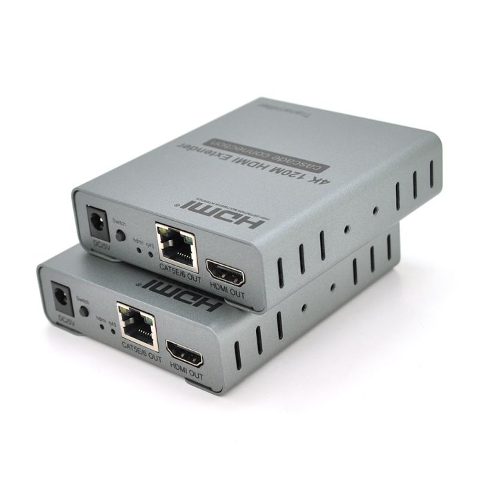 Одноканальний активний подовжувач HDMI сигналу по UTP кабелю з ик управлінням до 120 метрів, cat5e/cat6e 4K/1080P з блоком живлення.