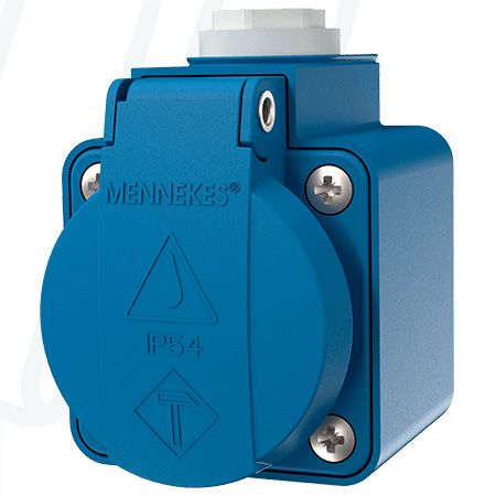 Розетка настінна SCHUKO 16A 3п 230В, IP54 блакитна (клеми plug-in ), MENNEKES (артикул 10082)