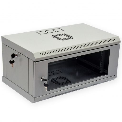 Шафа 4U, 600х350х284 мм (Ш * Г * В), економ, акрилове скло, сіра