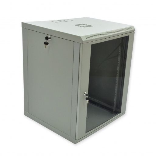 Шафа 15U, 600х600х773 мм (Ш * Г * В), економ, акрилове скло, сіра