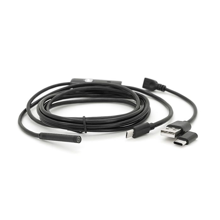 Універсальний ендоскоп 3в1 (USB/MicroUSB/Type-C) для смартфона/ПК, камера 5.5мм, м'який кабель 2м, з LED-підсвічуванням, IP67