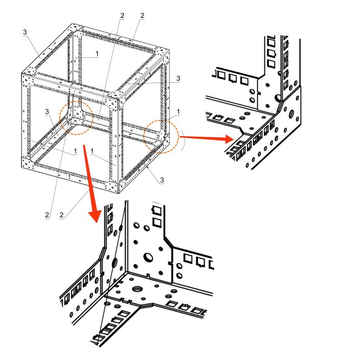 Стійка-кронштейн Cube2 19" 9U 550х550х550 мм, посилена, чорна, CMS
