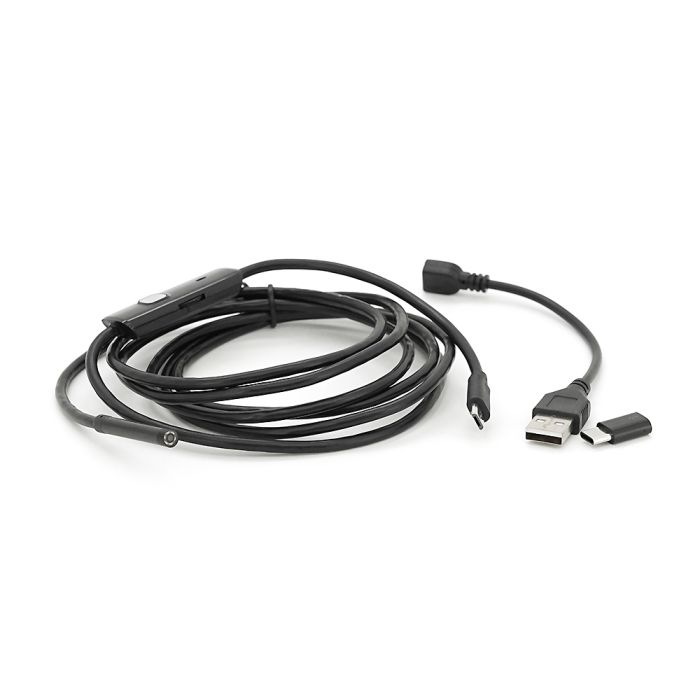 Універсальний ендоскоп 3в1 (USB/MicroUSB/Type-C) для смартфона/ПК, камера 5.5мм, жорсткий кабель 2м, з LED-підсвічуванням, IP67