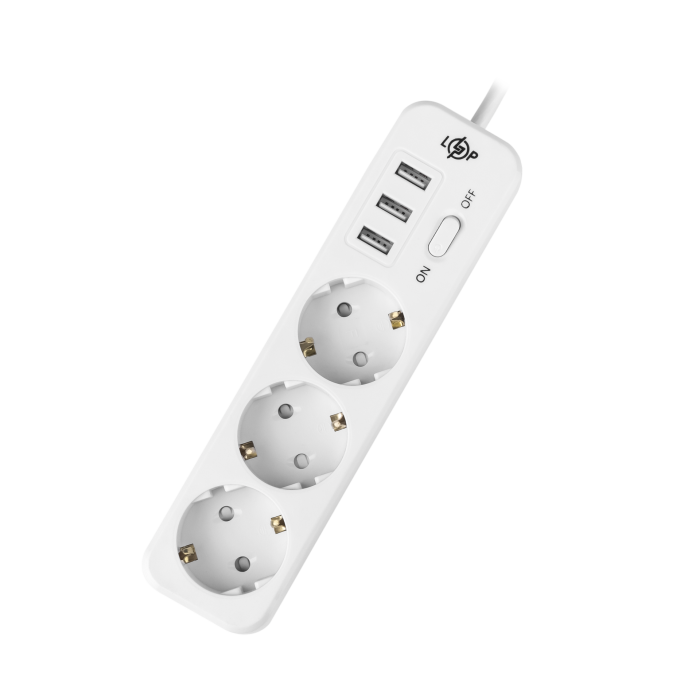 Мережевий фільтр PREMIUM LP-X3 USB 2 м White (2200 Вт)