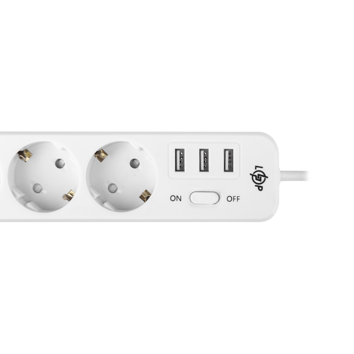 Мережевий фільтр PREMIUM LP-X3 USB 2 м White (2200 Вт)
