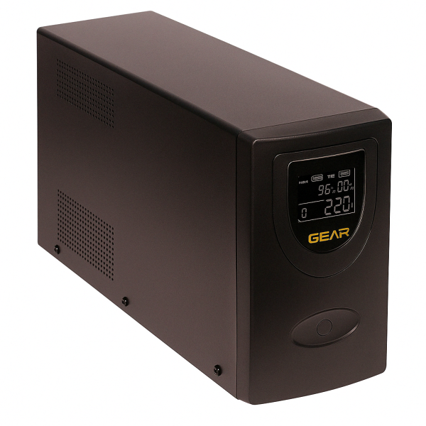 Пристрій безперебійного живлення GEAR 2000VA LCD metal RJ45+USB (GU-2000MLCD)